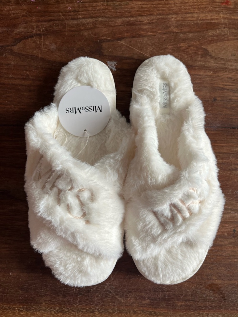 Miss to Mrs. Cream Fuzzy Slide Slippers